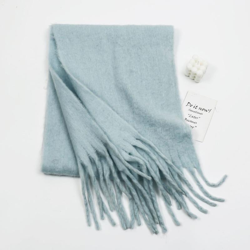 Autumn and winter solid color imitation cashmere beard scarf women's versatile shawl scarf light luxury style