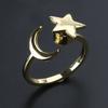Gold Silver Korean Fashion Personality Jewelry Creative Running Bead Ring Star Moon Spinning Ring Women's Simple Rin