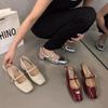 French thick heel bag head sandals women's skirt red single shoes 2025 summer new gentle evening Mary Jane shoes
