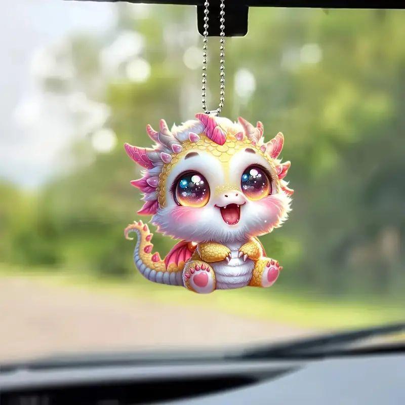 Colorful Cartoon Acrylic Dragon Car Interior Decor Pendant For Rearview Mirror