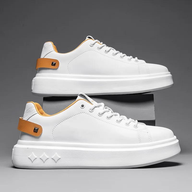 Italian Men Designer Sneakers Stylish Outdoor Vulcanized Shoes Breathable Antiskid Walking Shoes Lightweight Casual Leather Shoe