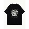 Black Oversized T-Shirt With Floral Design And God Is Good All The Time Text For Casual Wear