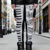 Piano Tights Leggings for Women Japanese Harajuku Asymmetrical Musical Note Print Opaque White Pantyhose Stockings
