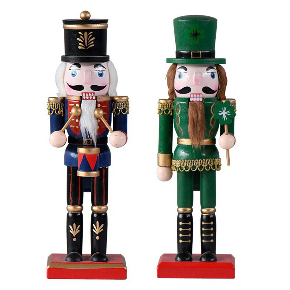 25cm Wooden Nutcracker Soldier Ornament Handmade Standing Nutcracker Ornament Christmas Nutcracker Figurine for Christmas Gift