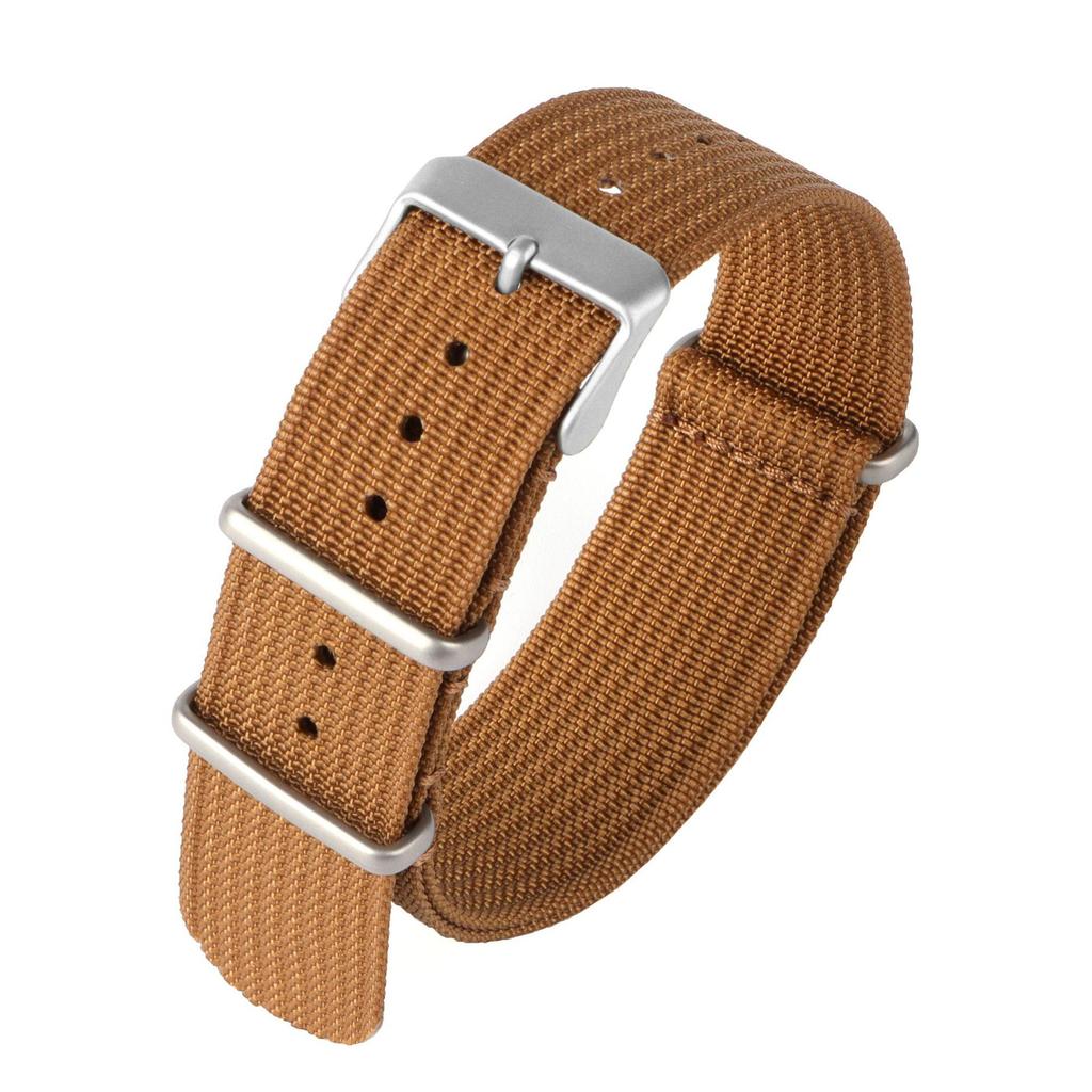 NATO One-Piece Nylon Canvas Watch Strap - Fine Woven Solid Color, 18/20/22mm