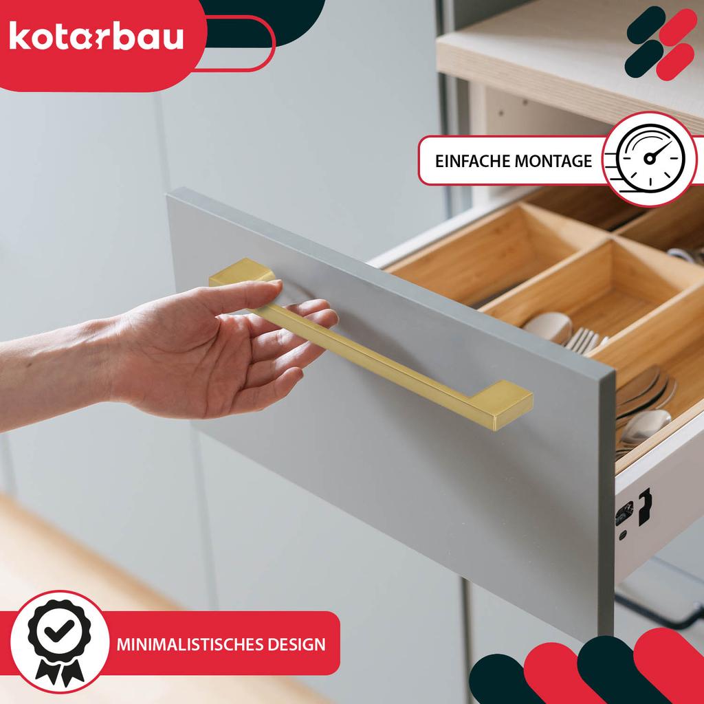 KOTARBAU® Kitchen Furniture Handle Classic Modern Oblong Long Matte Gold 289 MM Spacing 256 MM Set of 2
