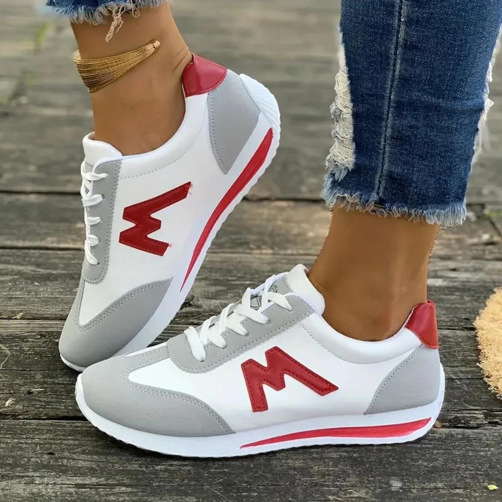 Fashion New 2025 Women Casual Walking Shoes Summer Flat Lace Up Leather Sneakers Fashion Flat-Bottomed Female Gump Sneakers Size 35-43