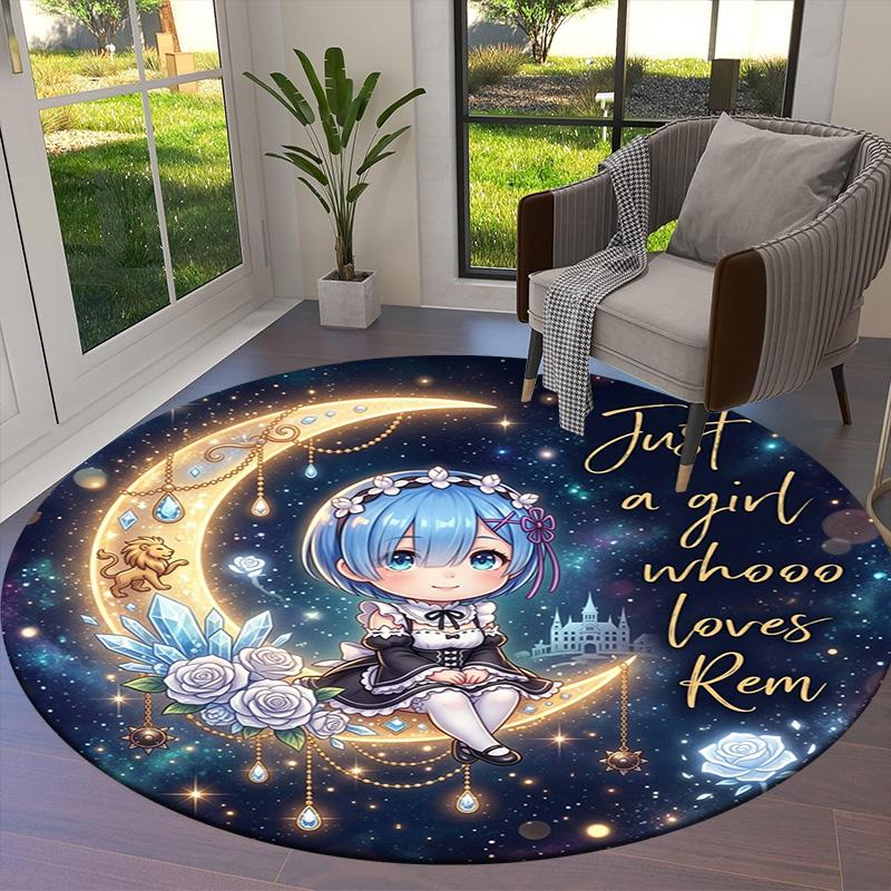 Re Zero Round Area Rug Carpet Rug For Living Room Bedroom Sofa Playroom Decor Nonslip Floor Mat