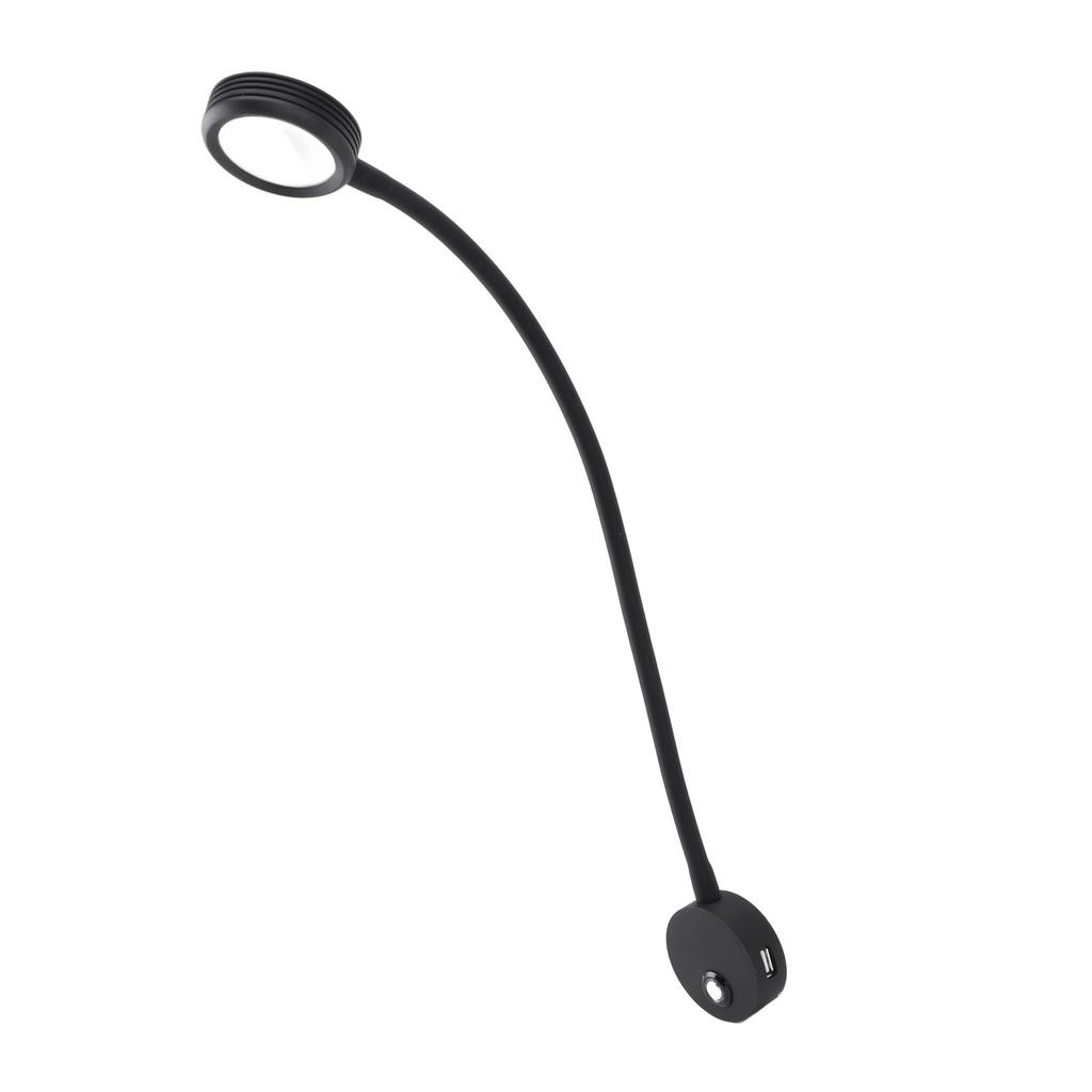 RV Reading Light with USB Port Flexible Gooseneck Bedside Wall Lamp for Boat Yacht 620‑625nm Red 3000‑320K Warm Light
