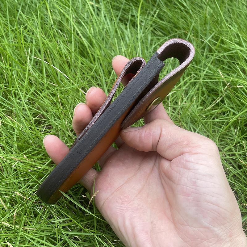 Funda de cuero vacuno repujado para cuchillo plegable, funda de cuero dividido, estuche, fundas para cuchillo de camping, hebilla para cinturón