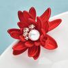 Red Soft-paint Lotus Flowers Brooches Pins for Women Unisex Pretty New Year Christmas Brooch Gifts