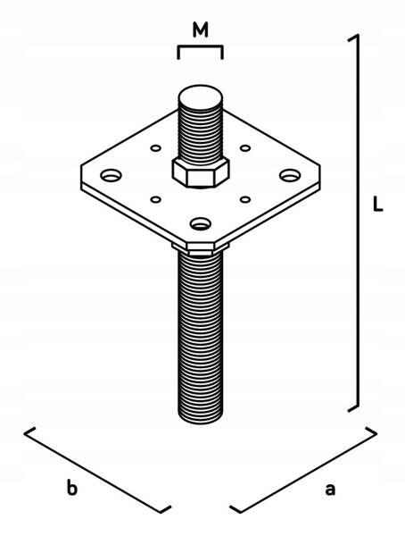 Adjustable anchor post base 110x500 M24 rod