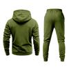 Men's Casual -color Letter Print T-shirt Set - Men's Fleece Hooded Drawstring T-shirt And Pants Two-piece Set