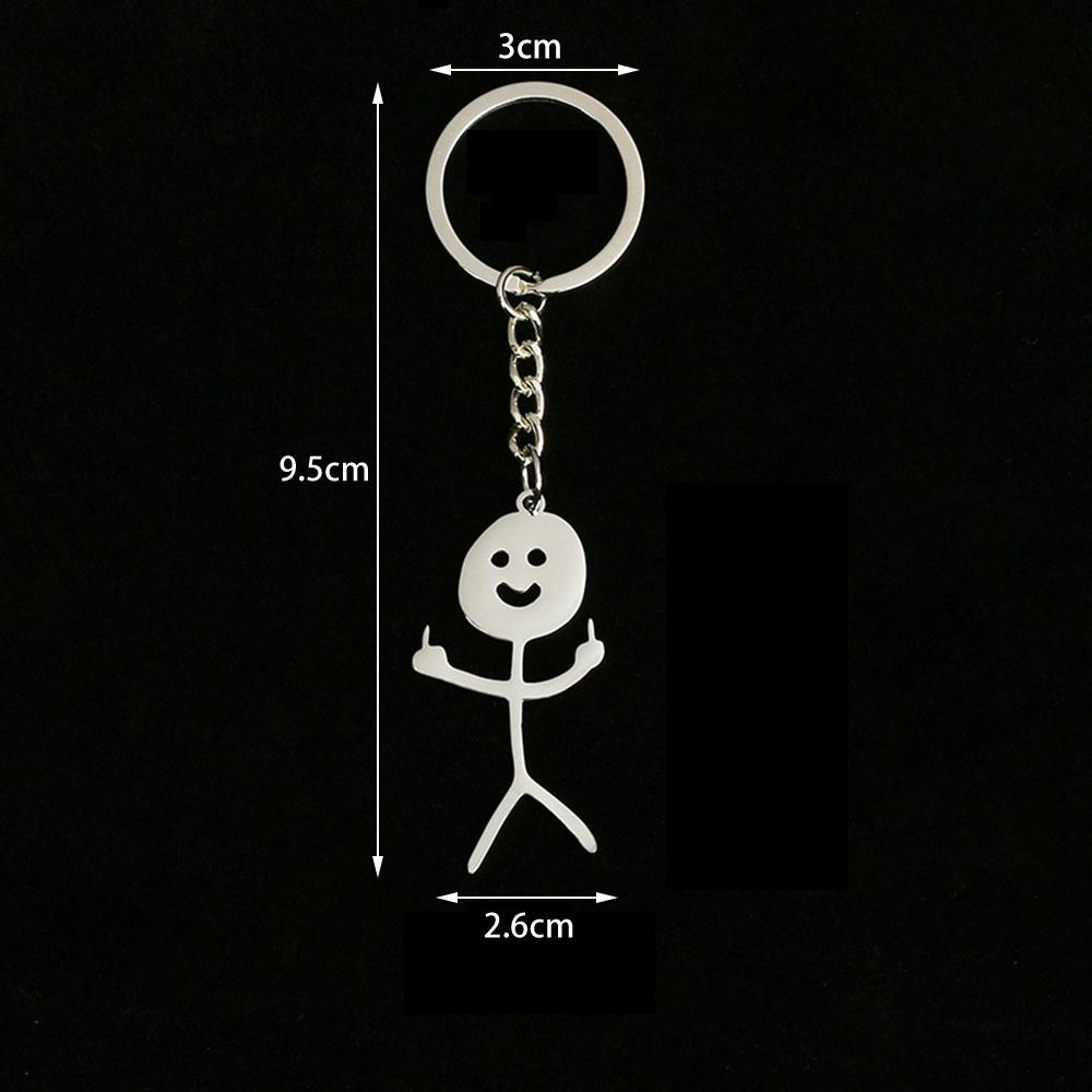 Funny Matchstick Men Keychain Finger Heart To Heart Car Bag Pendant Key Ring Jewelry Couple Friend Gifts Wholesale