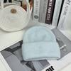 Angola rabbit fur warm solid color light board autumn and winter versatile candy color vertical stripe knitted hat women