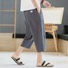 Shorts Men's Summer Outerwear Thin Cotton Straight Leg Knee High Mid Length Pants Trendy Loose Linen Casual Cropped Pants