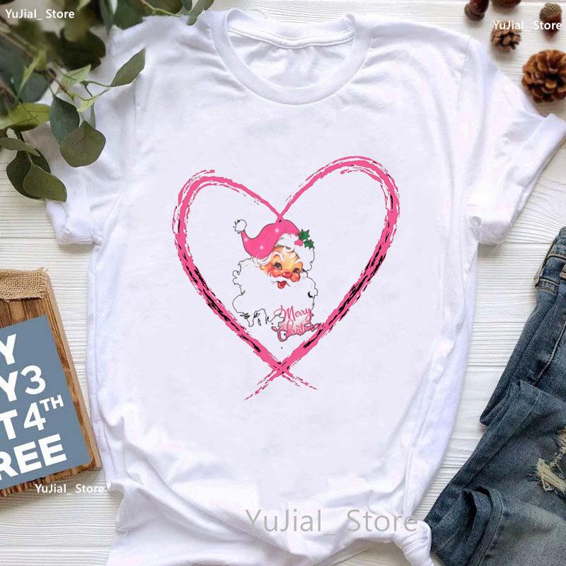 Santa Claus Riding A Dolphin Print Tshirt for Girls White Casual Christmas Gift Tshirt Fashionable Shortsleeved Tshirt Women