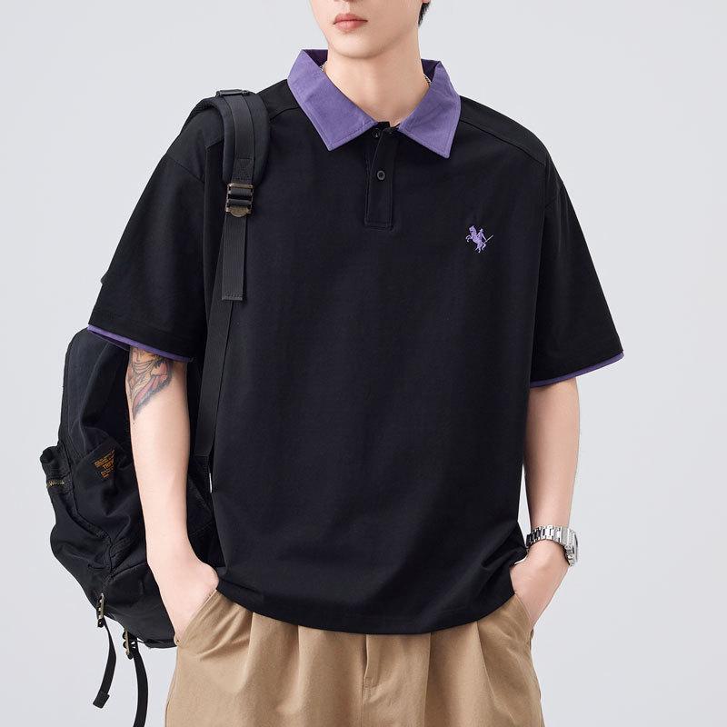 Men's Summer New Loose Short-sleeved POLO Shirt Men's Lapel Thin Short T-top