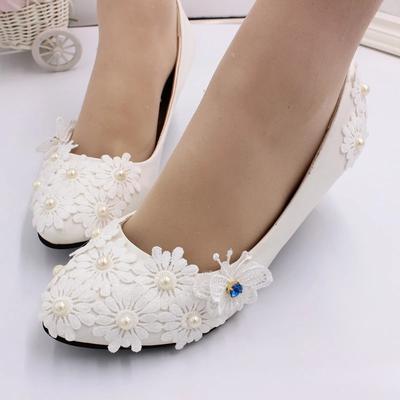 Scarpe con Tacco da Donna per Matrimonio PU Pizzo 3 5 8 CM Tacchi Sottili Nuova Moda Semplice Bianco Abito da Sposa Tacchi Alti Scarpe da Matrimonio Scarpe da Donna