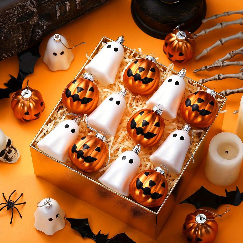 12 Pack Halloween Pumpkin Hanging Ornaments for Party Decor