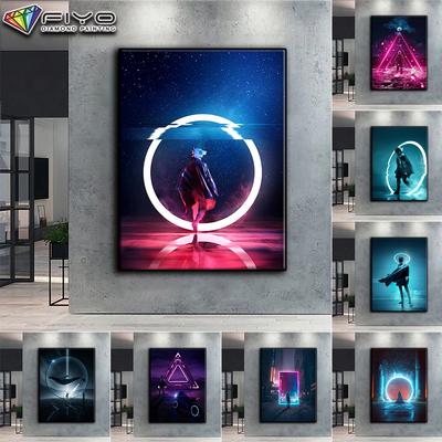 5D diamentowe malowanie pełny diament CyberPunk geometryczna estetyka diamentowe malowanie ręcznie robione Diy diamentowe malowanie mozaiką dekoracji wnętrz