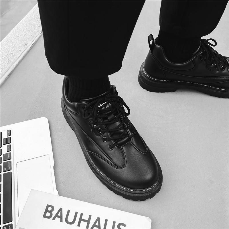 Labor insurance summer chef spring and autumn casual leather shoes black height-increasing tide shoes