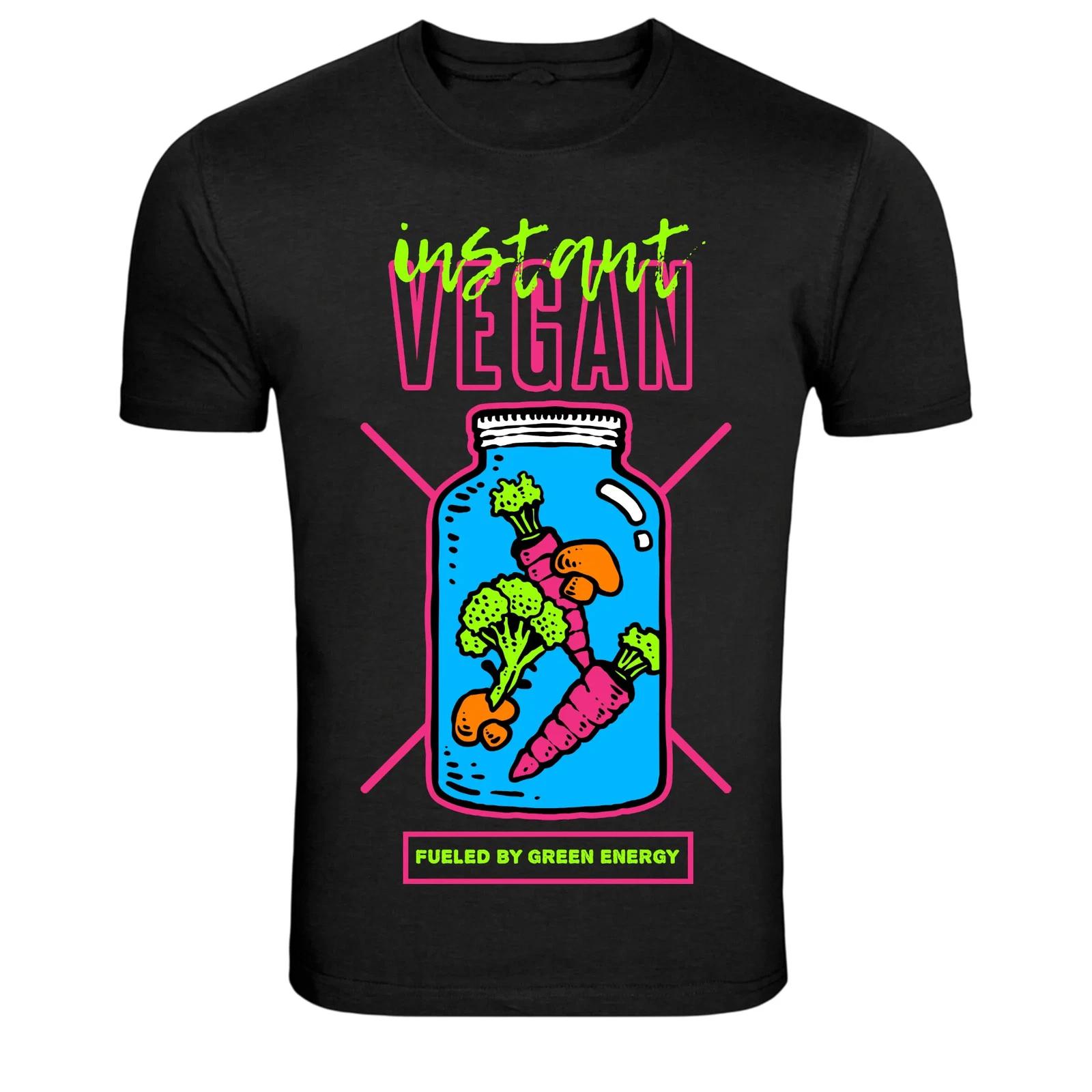 Instant Vegan Fueled by Green Energy T-Shirt Vegan Veggie Jar Graphic Tee XL