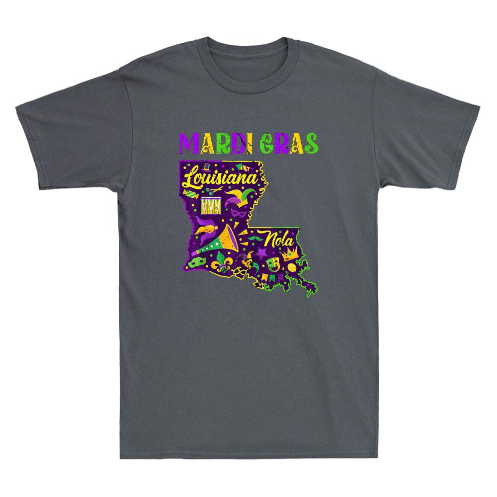 Mardi Gras New Orleans Louisiana Map Tuesday Funny Costume Vintage Unisexs Tshirt