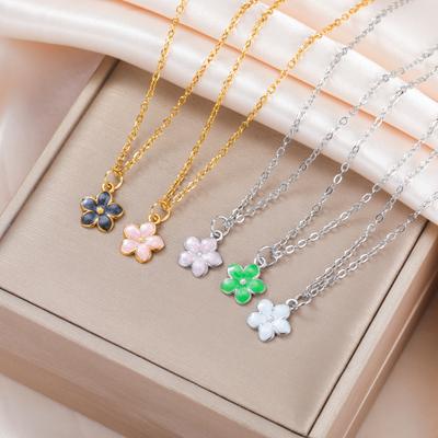 Cazador Mini Flower Necklace for Women Stainless Steel Gold Daisy Jewelry Trendy Chain Necklace Plumeria Design