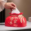 Red Ceramic Tissue Boxs Chinese Coffee Table Decoration In The Living Room Housewarming Gift Household Ceramic Paper Drawer Box