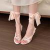 2025 Spring and Autumn New Fashion Versatile Fairy Style Straps Internet Celebrity Open-toed High-heeled Sandals Women's High Heels Outside
