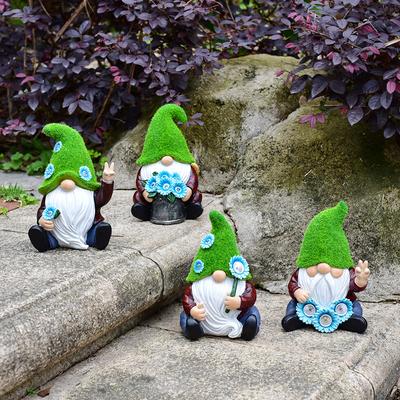 Outdoor Solar Garden Ornament Gnome Dwarf Patio Decoration Resin Crafts Garden Lights