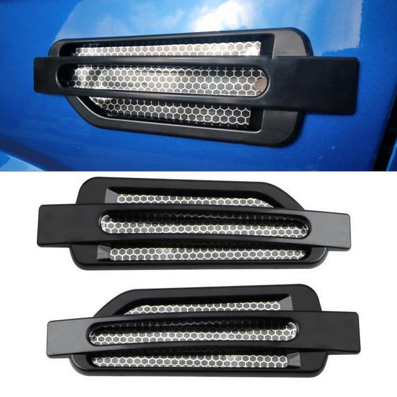 Универсальная черная 1 пара Декоративная наклейка на капот, крыло, боковой воздухозаборник автомобиля, крышка решетки воздухозаборника, АБС-пластик