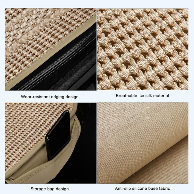 SEAMETAL Ice Silk Car Seat Cover Full Set Breathable Non-slip Car Seat Cover Protector Four Seasons Car Accessories