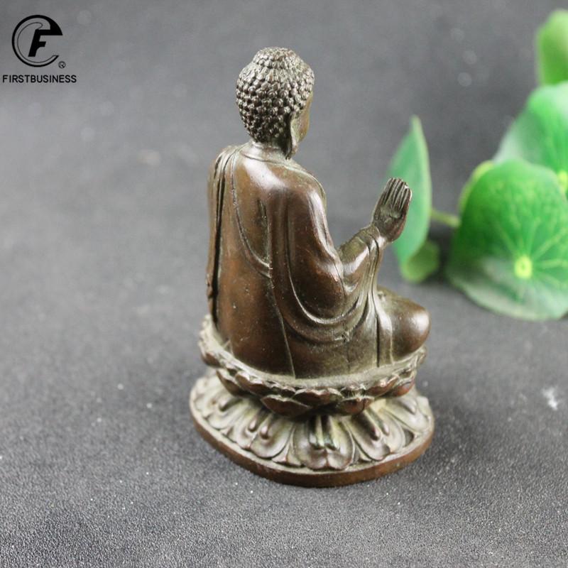 Retro Copper Tathagata Buddha Statue Home Decoration Brass Sculpture Retro Living Room Office Desk Ornament Miniatures Figurines