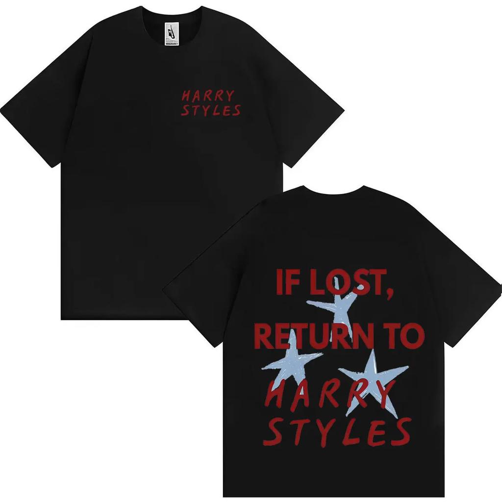 Harry Styles Fashion Double Sided Print Gothic T-Shirt Classic Aesthetic Casual Comfortable Men O-Neck Y2K Tee Shirts Streetwear