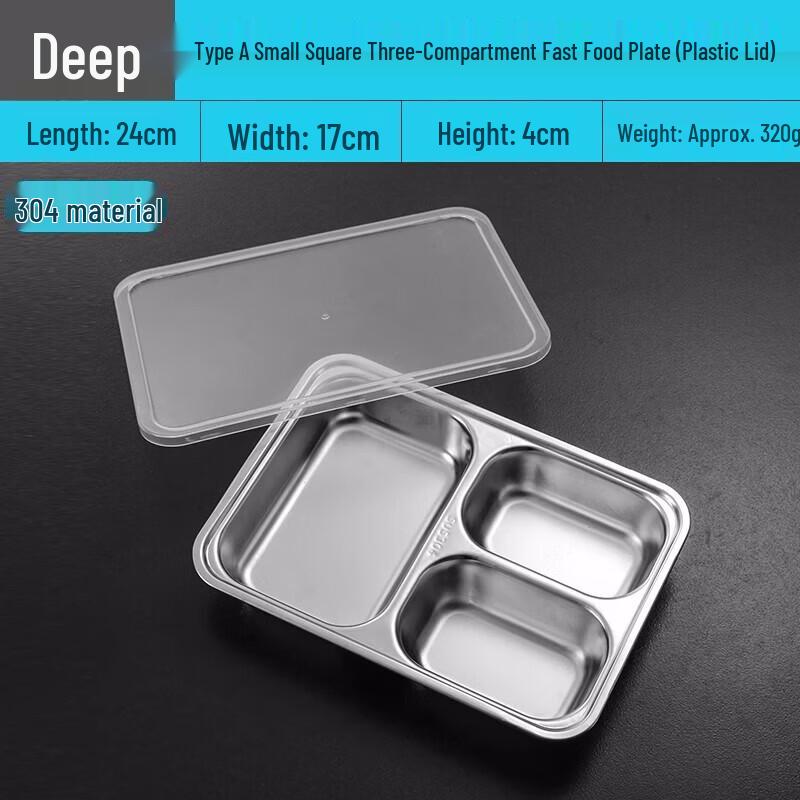 FATTBAO Stainless Steel Divided Cafeteria Tray 6-Compartment Tray