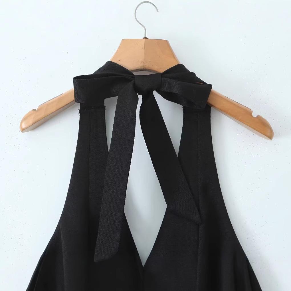 Spring 2025 Women's French Retro V-Neck Halter Dress