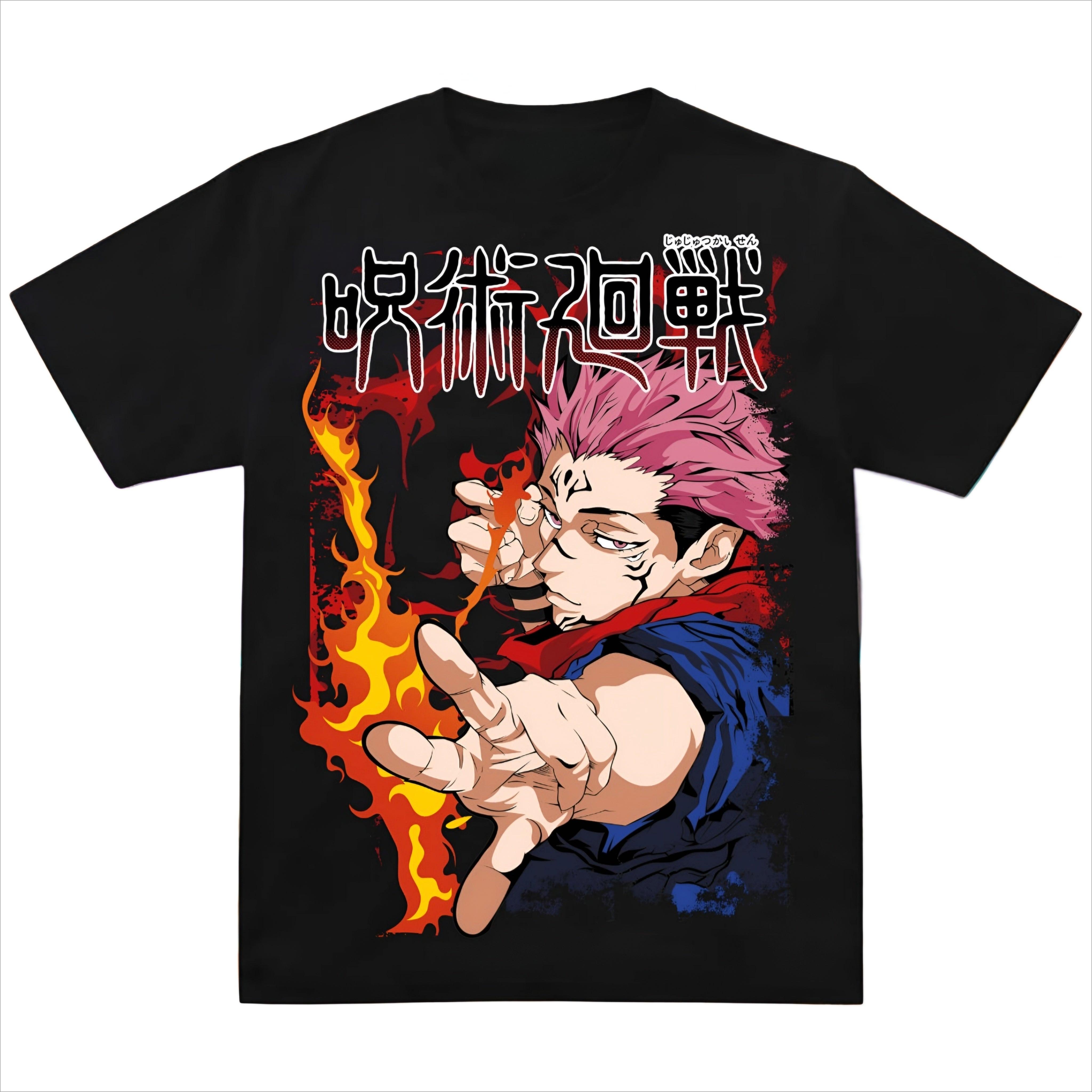 

Jujutsu Kaisen Yuji Itadori & Sukuna Anime Graphic T King of Curses Manga Streetwear Cotton Oversized Tee for Fans S разноцветный