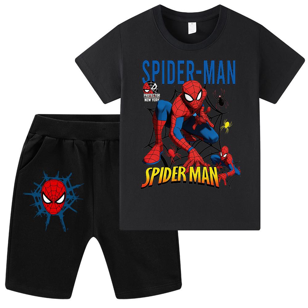 WA1318 Kids Girls Boys Printed Cartoon Fashion Short Sleeves T-shirt Shorts Sets 100cm