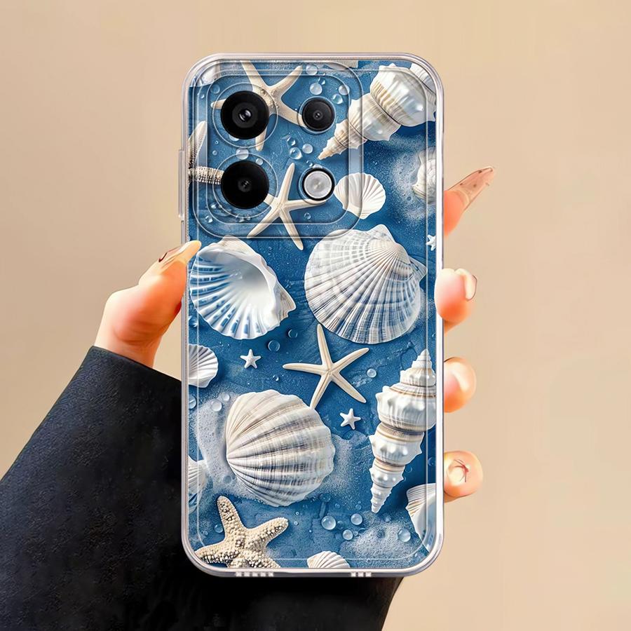 Kryt na telefon pro Xiaomi Redmi A1 A2+ A5 9A 9C 14C 13C A3x 12C 10C Průhledný kryt Podmořské plážové mušle