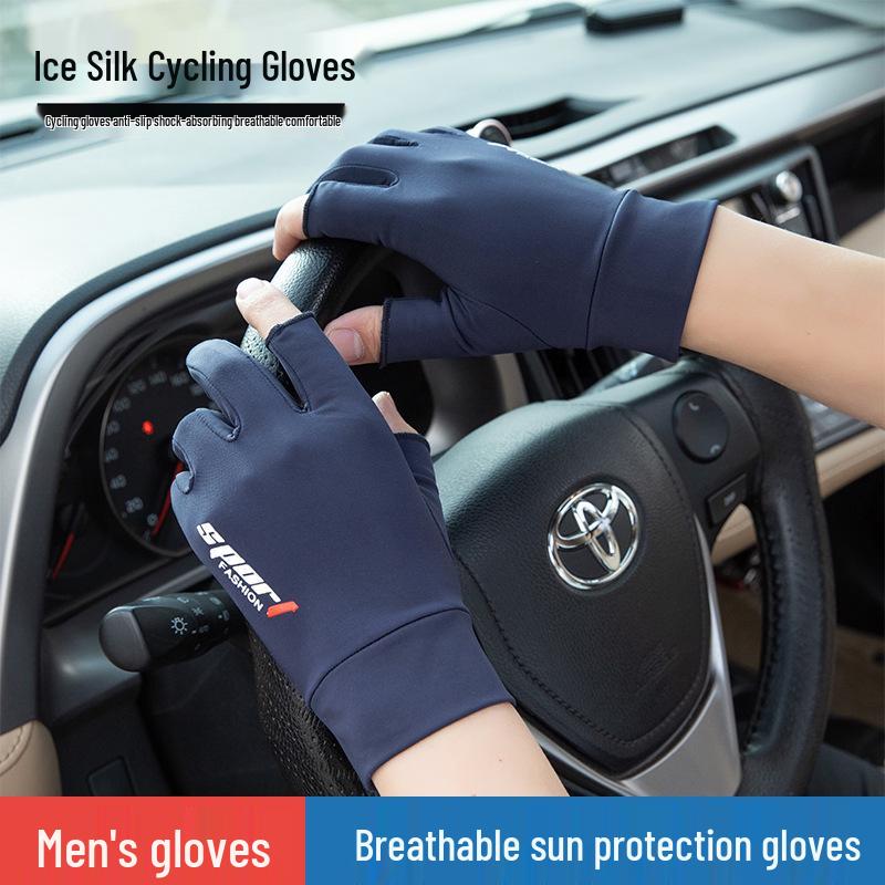 Ice Silk Fingerless Sun Protection Gloves for Men & Women: Ideal for Summer Cycling, Fishing, and Driving