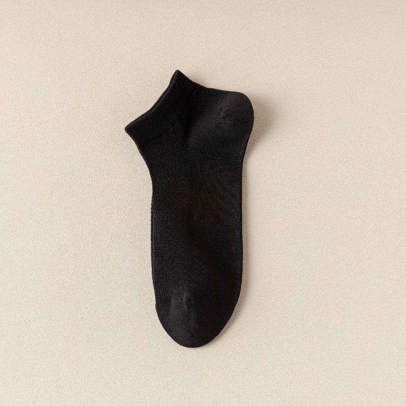 Men's Summer Stockings - Perforated Mesh Breathable Sweat-absorbing Thin Style Boat Socks, Solid Color, Boneless Short Socks