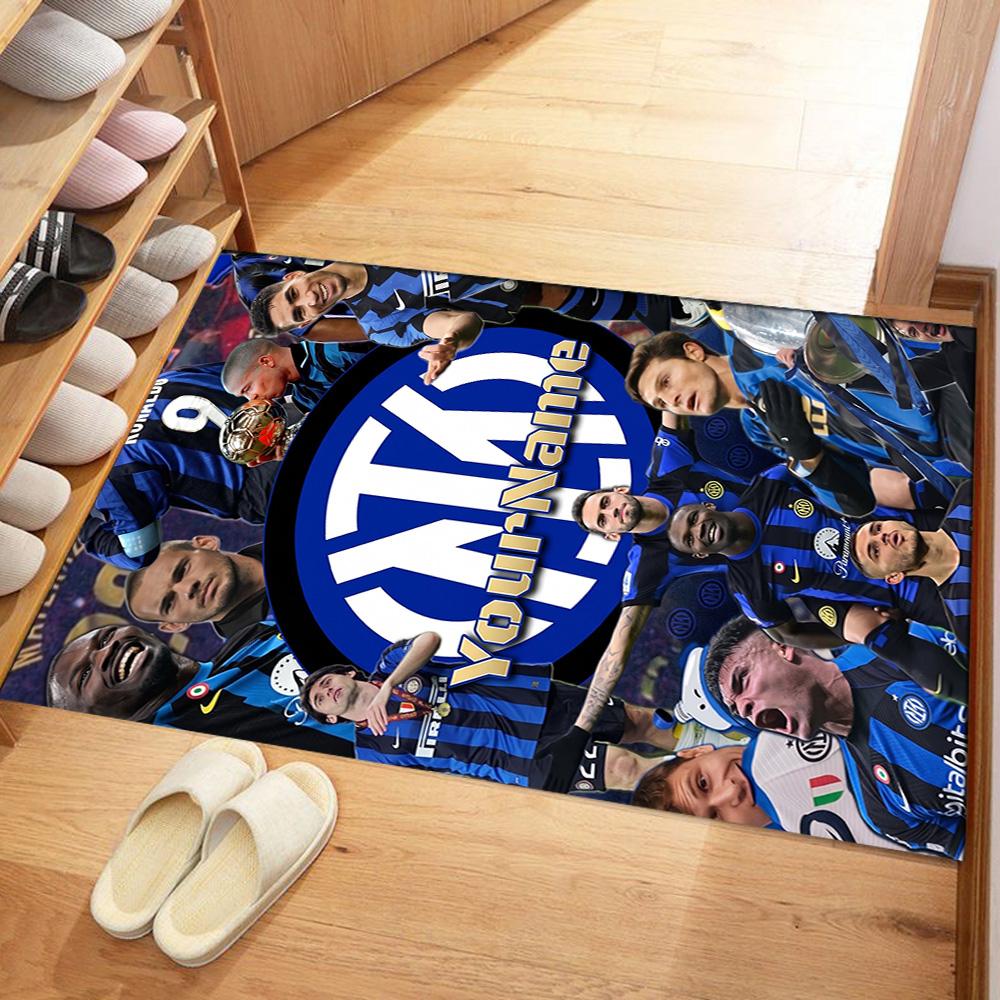 Inter Milan Personalized Name Carpet Design for Kitchen Playrooms Decorate room Dormitory Anti-slip Rug Anime Office Decor Best for Christmas