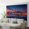 Toronto Skyline Tapestry Wall Hanging, Cn Tower And Rogers Centre At Sunset, City Night View Decor For Living Room Bedroom