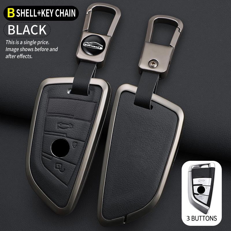 Car Zinc Alloy Leather Key Case Cover For BMW X1 X3 X5 X6 X7 F20 F15 F16 F48 G20 G30 G01 G02 G05 G11 G32 1 3 7 Series Accessorie