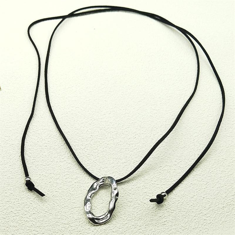 Irregular Circle Ring Pendant Necklaces For Women Girls Stainless Steel Silver Color Sea Party Elegant Korean Chain Jewelry Gift