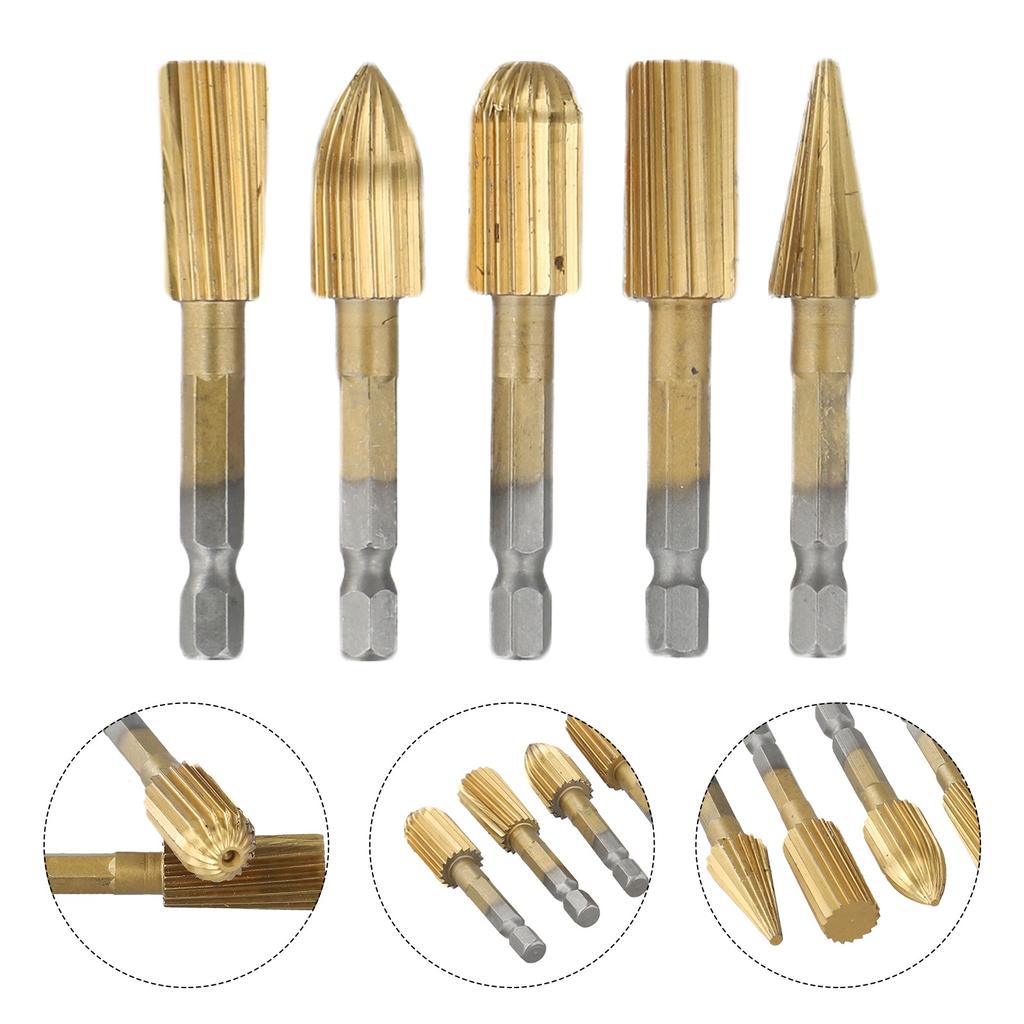 5pcs Rotary Rasp File 6.35mm Shank Burrs File Grinder Abrasive Tools Carving Rotary Rasp Cutter Files Milling Cutter Power Tools