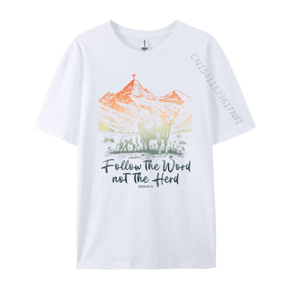 Follow The Word Not The Herd Isaiah Christian Jesus Camisas Basicas Hombre New Year Aesthetic T-shirt