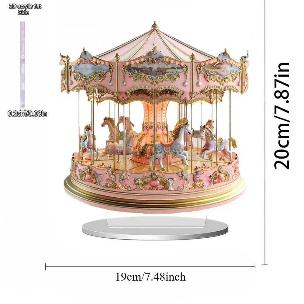 2D Flat Acrylic Dreamy Carousel Decoration, Indoor and Outdoor Decoration - No Battery/electricity Required, Free Day Decoration, Shop Decoration,
